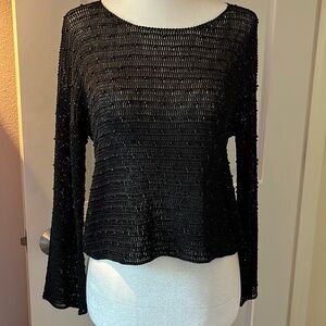 Velvet Heart Black Beaded Sweater Size Small